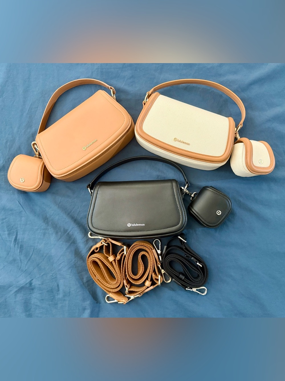 lululemon Mini Bag Set in Black, Tan, and Tan/Cream
